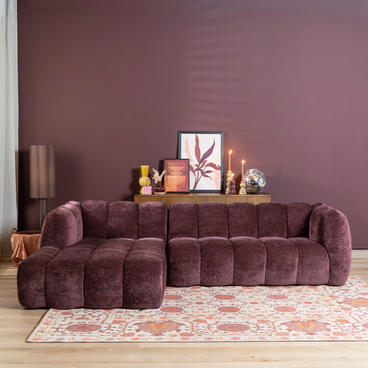 Hoekbank Luca chenille paars links