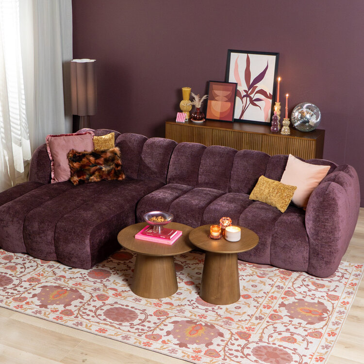 Hoekbank Luca chenille paars links
