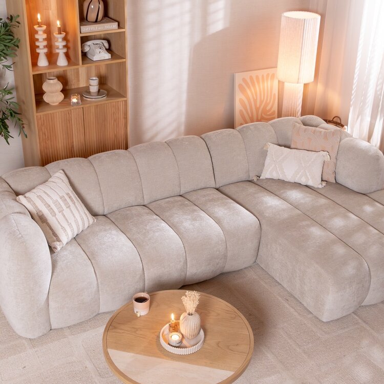 Hoekbank Luca chenille sand rechts