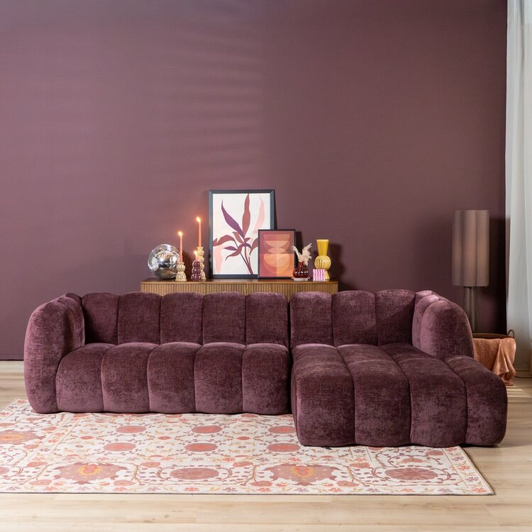 Hoekbank Luca chenille paars rechts