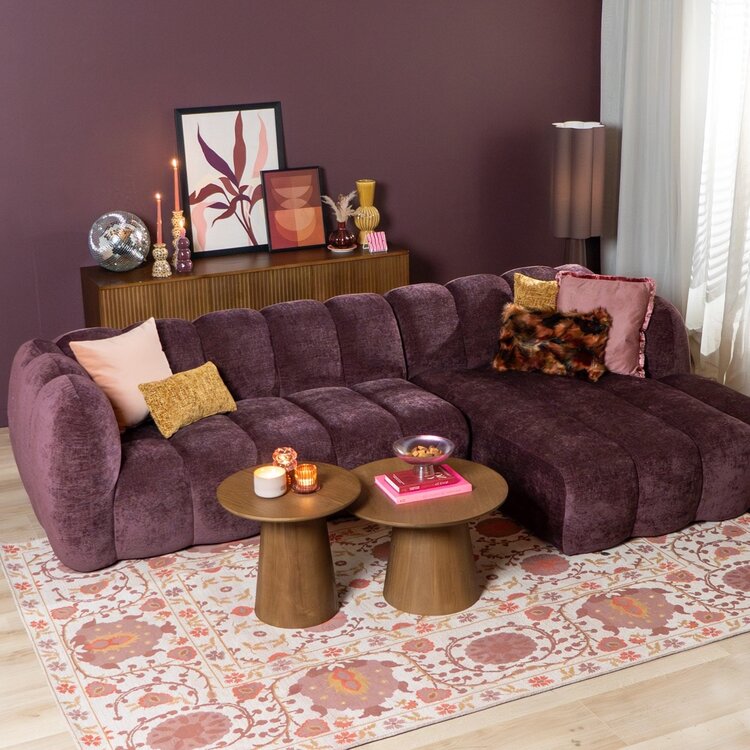 Hoekbank Luca chenille paars rechts