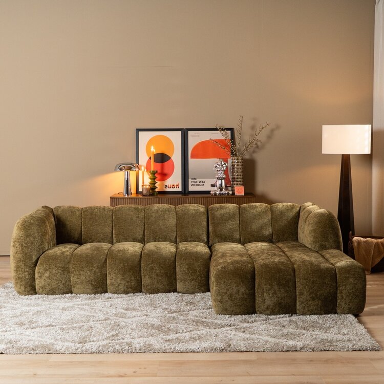 Hoekbank Luca chenille olijf groen rechts