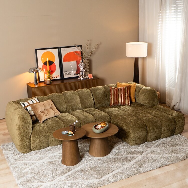 Hoekbank Luca chenille olijf groen rechts