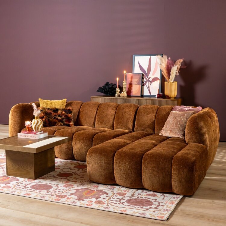 Hoekbank Luca chenille koper rechts