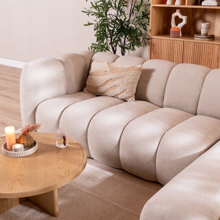 Hoekbank Luca chenille beige rechts