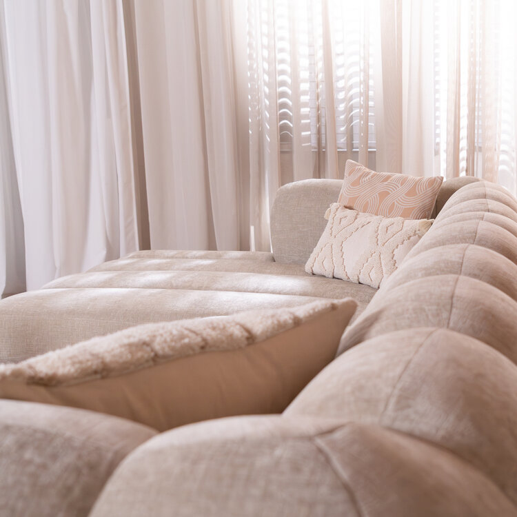 Hoekbank Luca chenille sand links