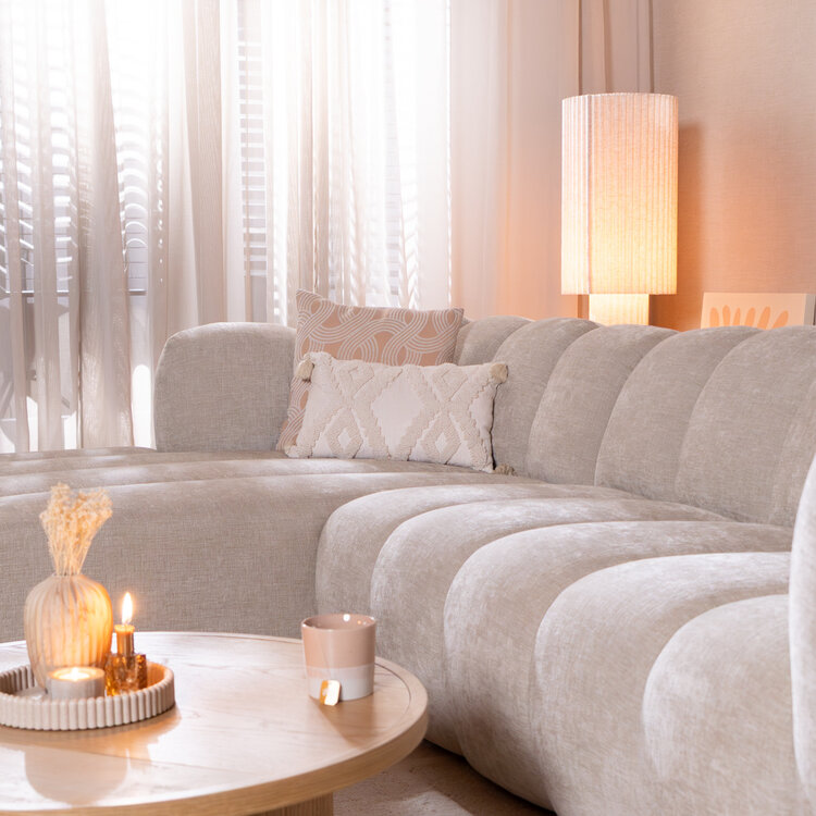 Hoekbank Luca chenille sand links