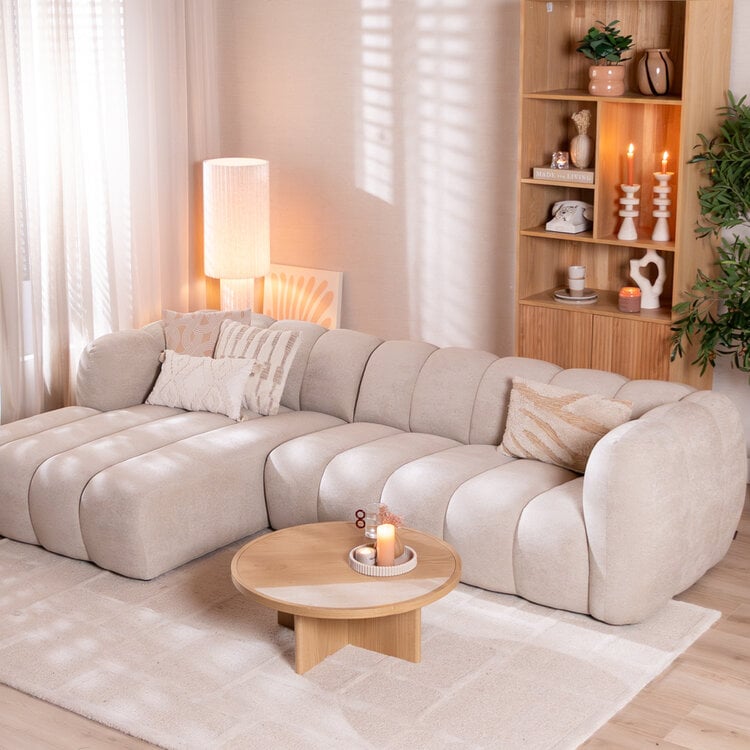 Hoekbank Luca chenille beige links