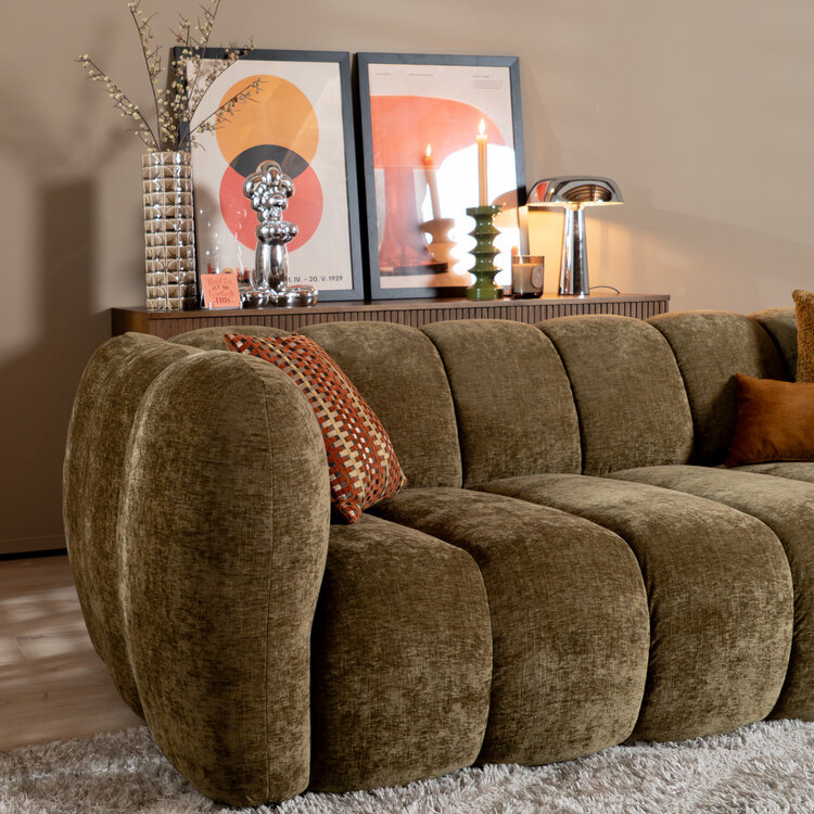 3-zitsbank Luca chenille olijf groen