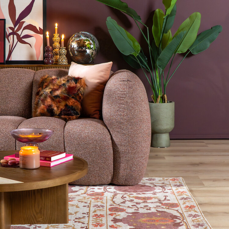 3-zitsbank Luca bouclé rood/roze