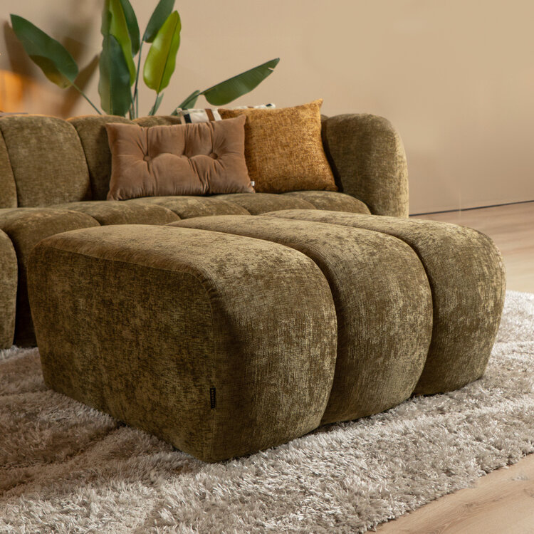 Hocker Luca chenille olijfgroen