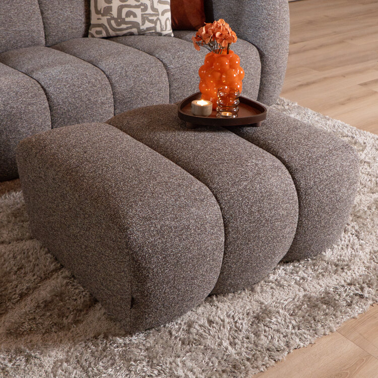 Hocker Luca bouclé stof bruin/grijs