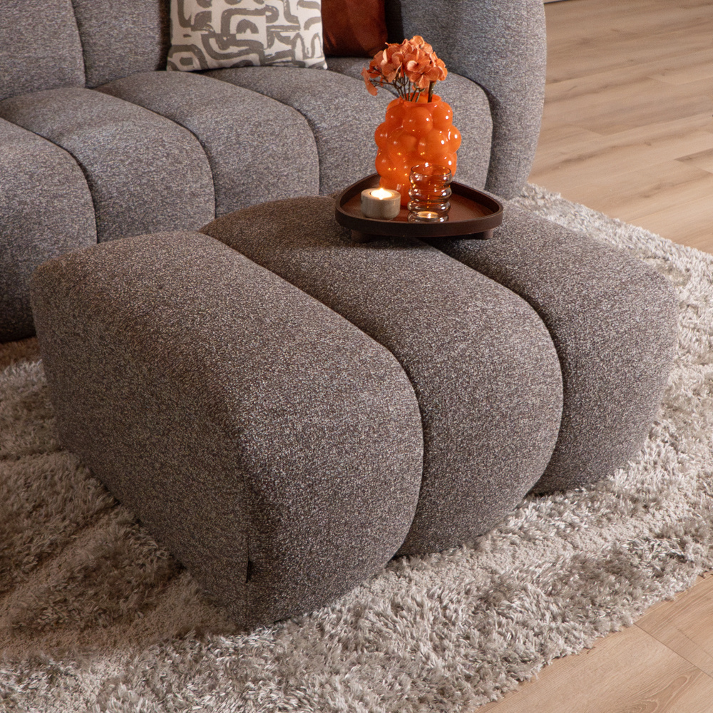 Hocker Luca bouclé stof bruin/grijs