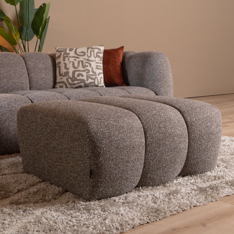 Hocker Luca bouclé stof bruin/grijs