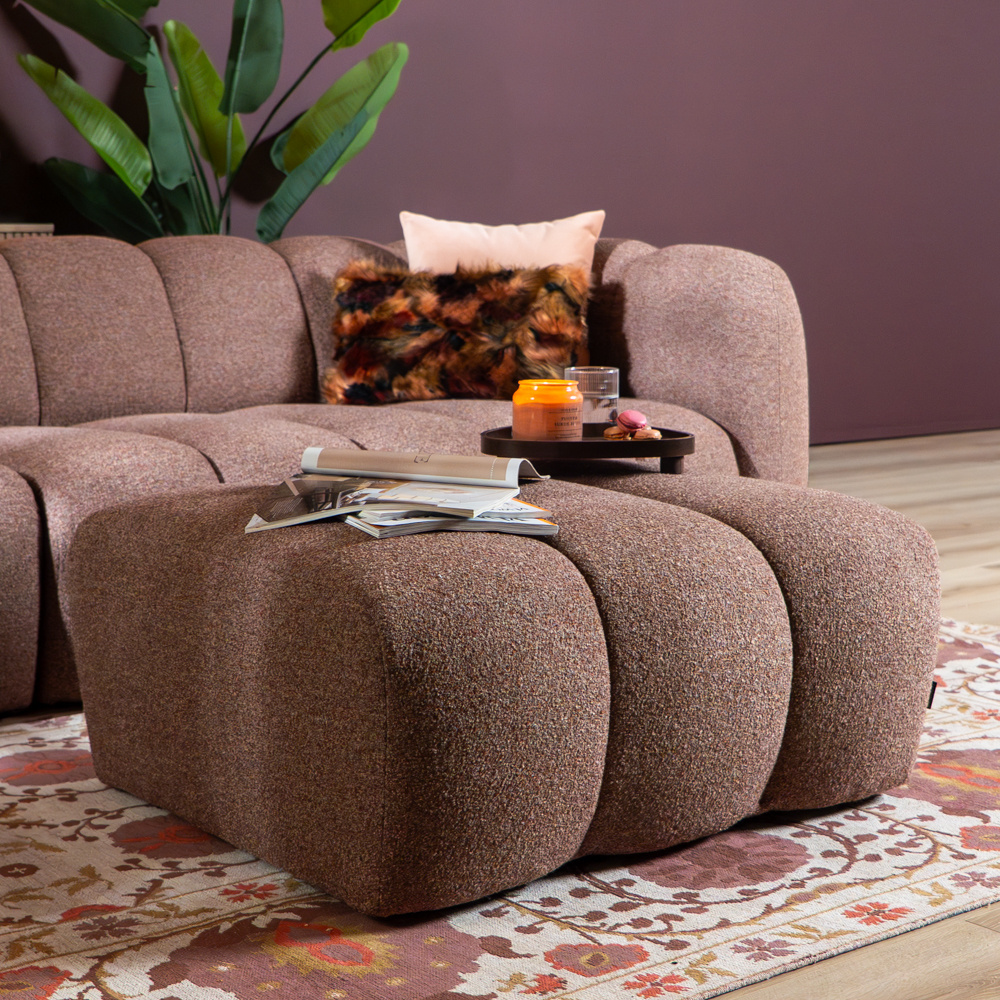 Hocker Luca bouclé stof rood/roze