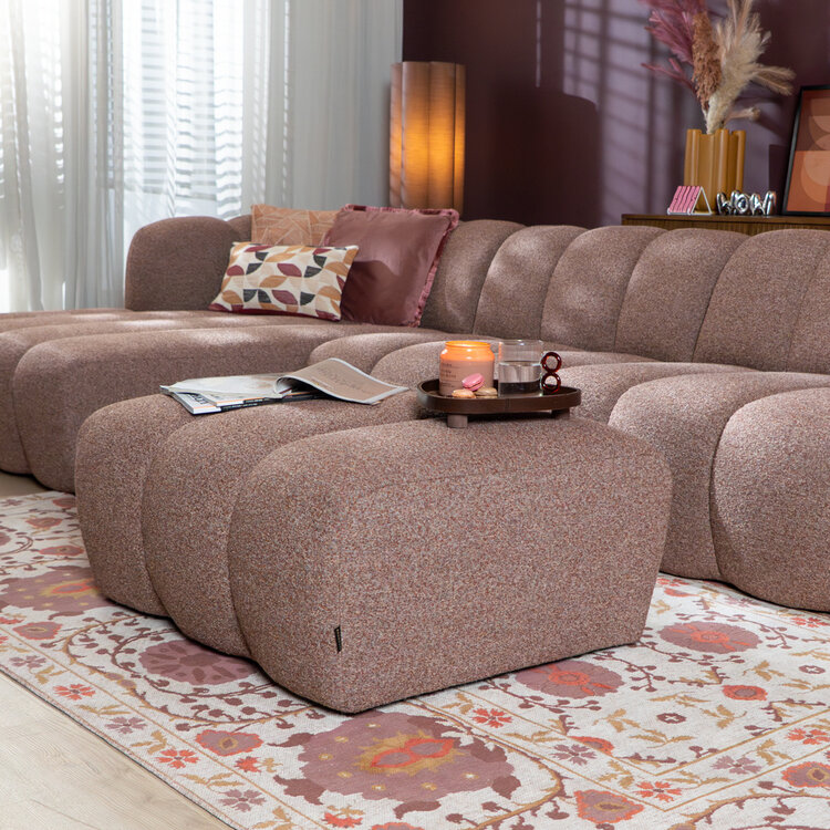 Hocker Luca bouclé stof rood/roze