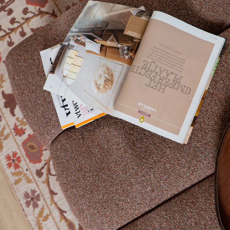 Hocker Luca bouclé stof rood/roze