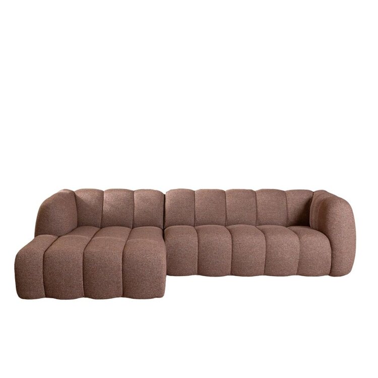 Hoekbank Luca bouclé stof rood/roze links