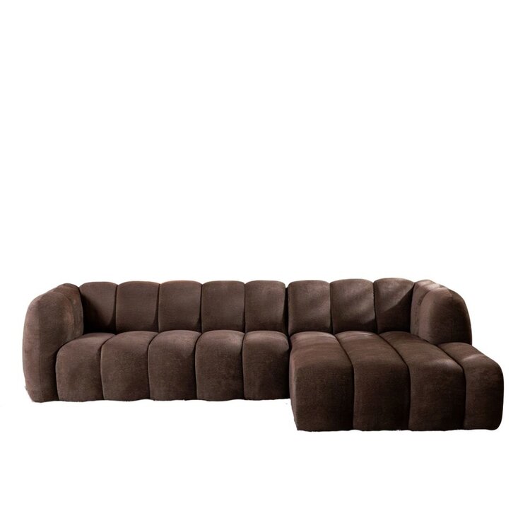 Hoekbank Luca chenille bruin rechts