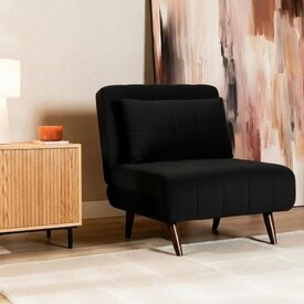 Velvet slaapfauteuil Hanna zwart