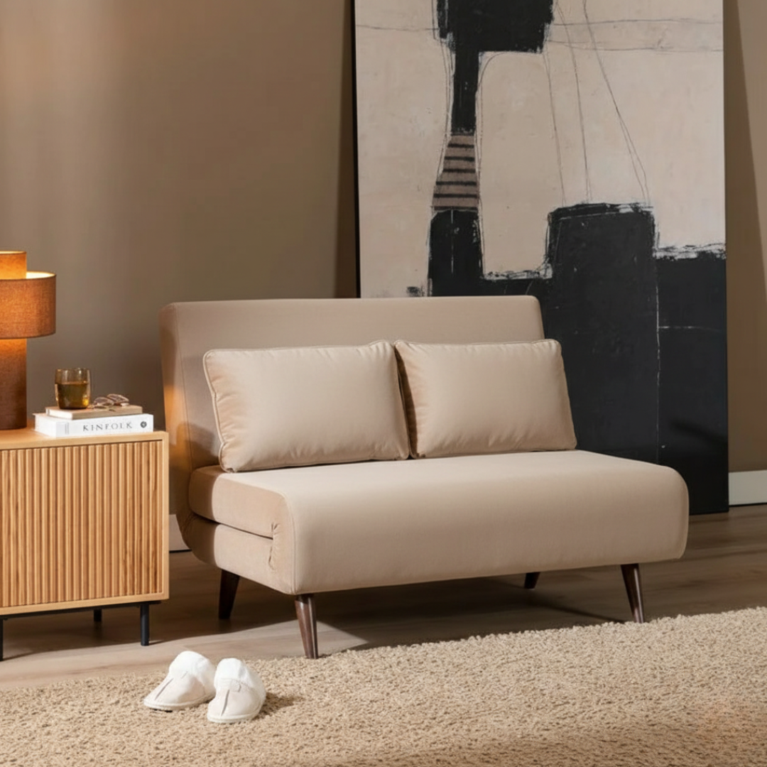 Velvet slaapbank 1,5 persoons Kristian taupe