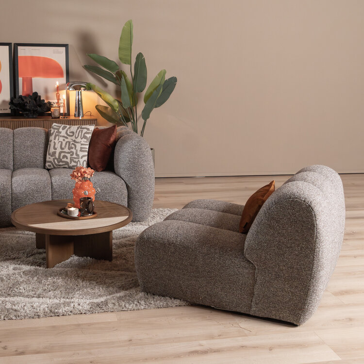 Fauteuil Luca bouclé bruin/grijs