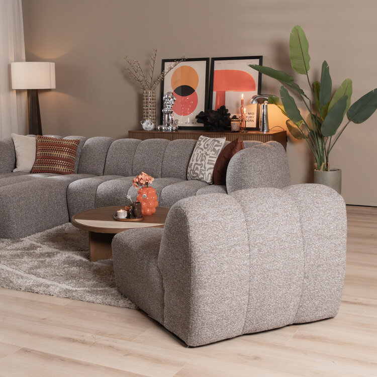 Fauteuil Luca bouclé bruin/grijs