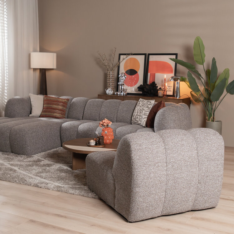 Fauteuil Luca bouclé bruin/grijs