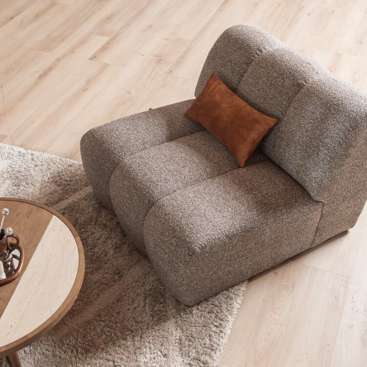 Fauteuil Luca bouclé bruin/grijs