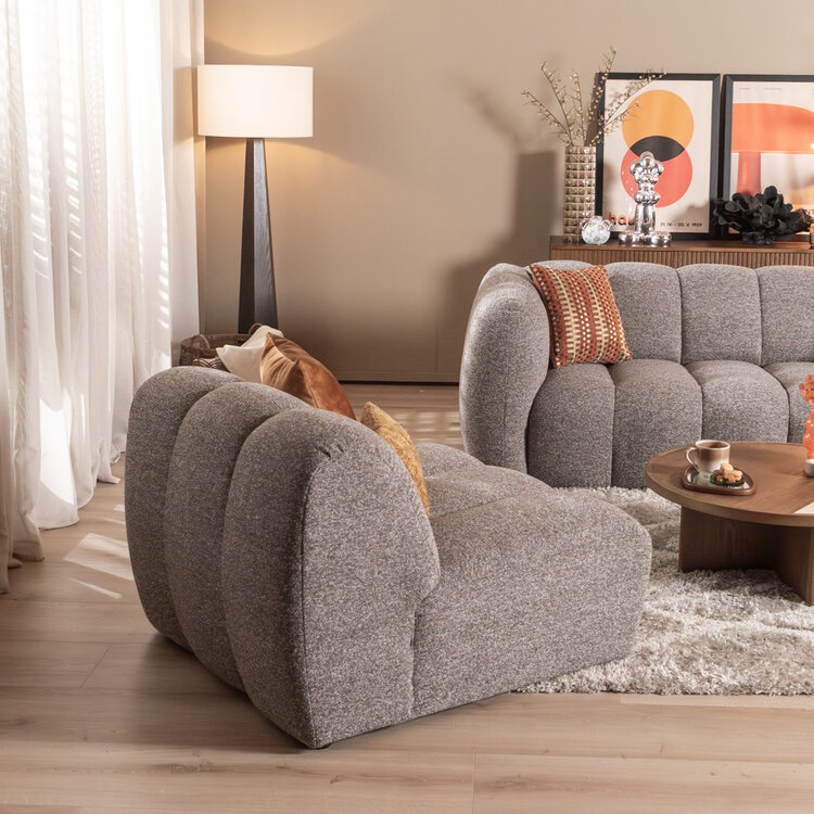 Fauteuil Luca bouclé bruin/grijs