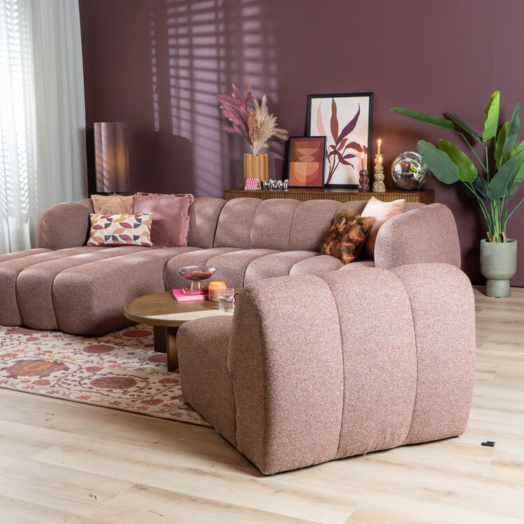 Fauteuil Luca bouclé rood/roze