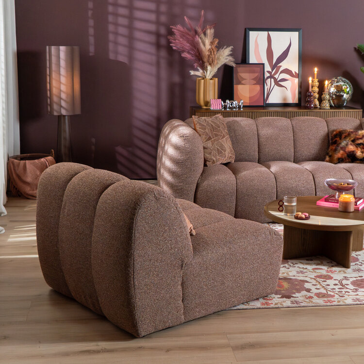 Fauteuil Luca bouclé rood/roze