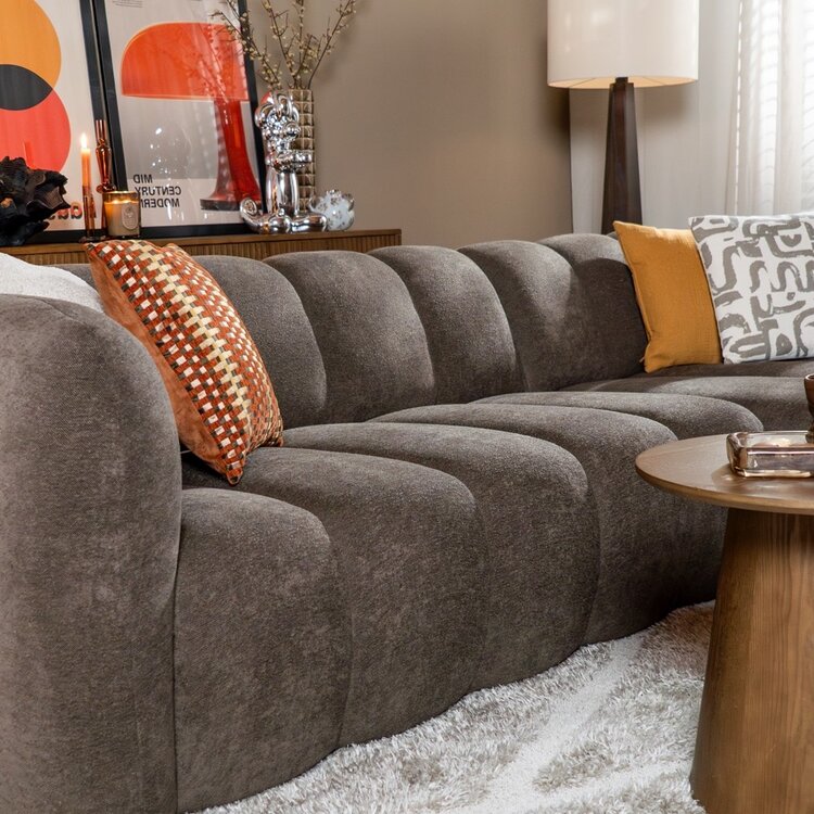 Hoekbank Luca chenille bruin rechts