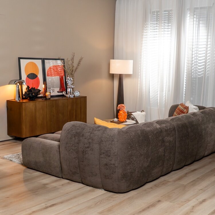 Hoekbank Luca chenille bruin rechts