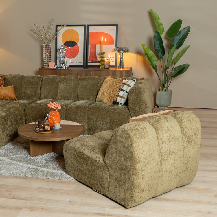 Fauteuil Luca chenille olijf groen