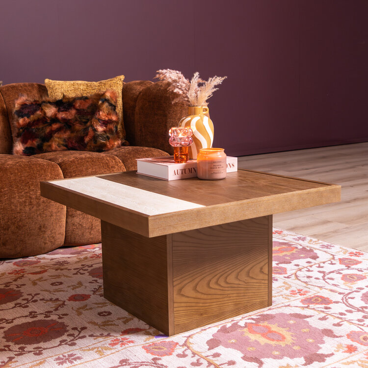 Salontafel Java 70x70 cm rustiek eiken