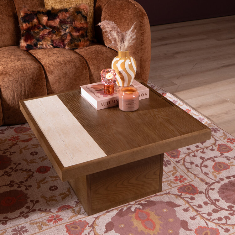 Salontafel Java 70x70 cm rustiek eiken