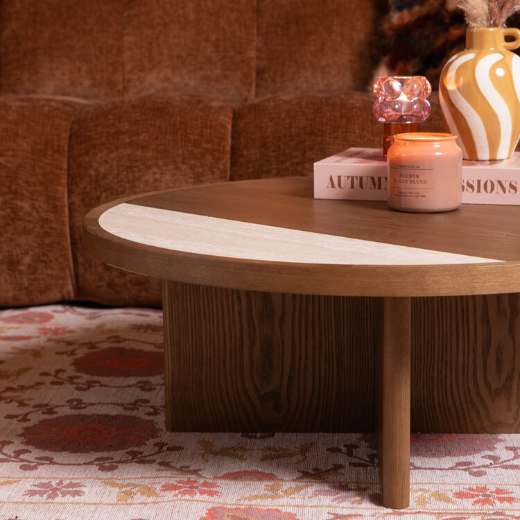 Salontafel Maeva Ø80 cm rustiek eiken
