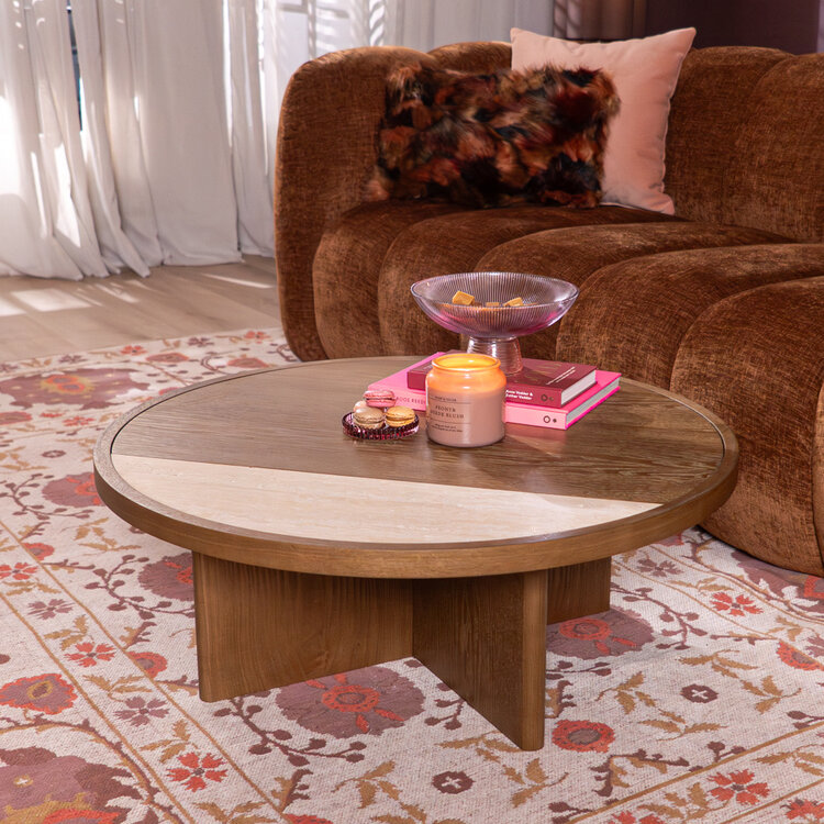 Salontafel Maeva Ø80 cm rustiek eiken
