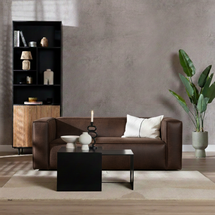 Industriële bank 2,5-zits Memphis eco-leer bruin