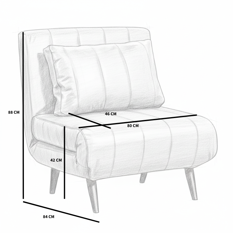 Slaapfauteuil Hanna antraciet eco-leer