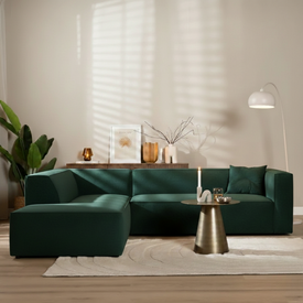 Velvet hoekbank Memphis groen links