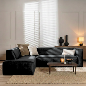 Velvet hoekbank Memphis antraciet links