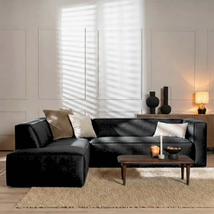 Velvet hoekbank Memphis antraciet links