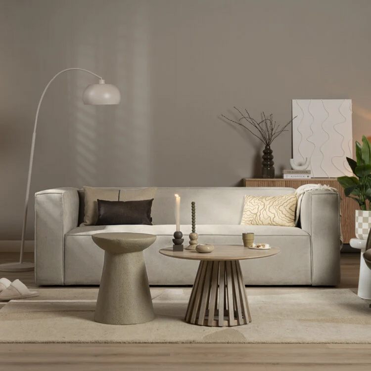 Scandinavische bank Memphis 3-zits taupe stof gemêleerd