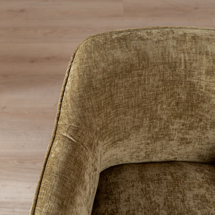 Eetkamerstoel met wieltjes Enzo chenille olijfgroen