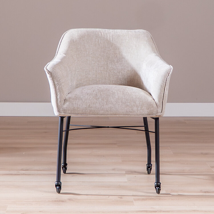 Eetkamerstoel met wieltjes Enzo chenille sand