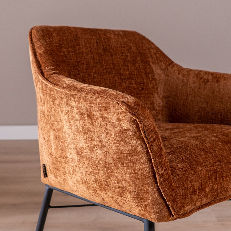 Eetkamerstoel met wieltjes Enzo chenille koper