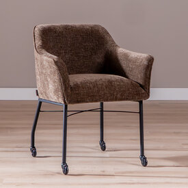 Eetkamerstoel met wieltjes Enzo chenille mocha