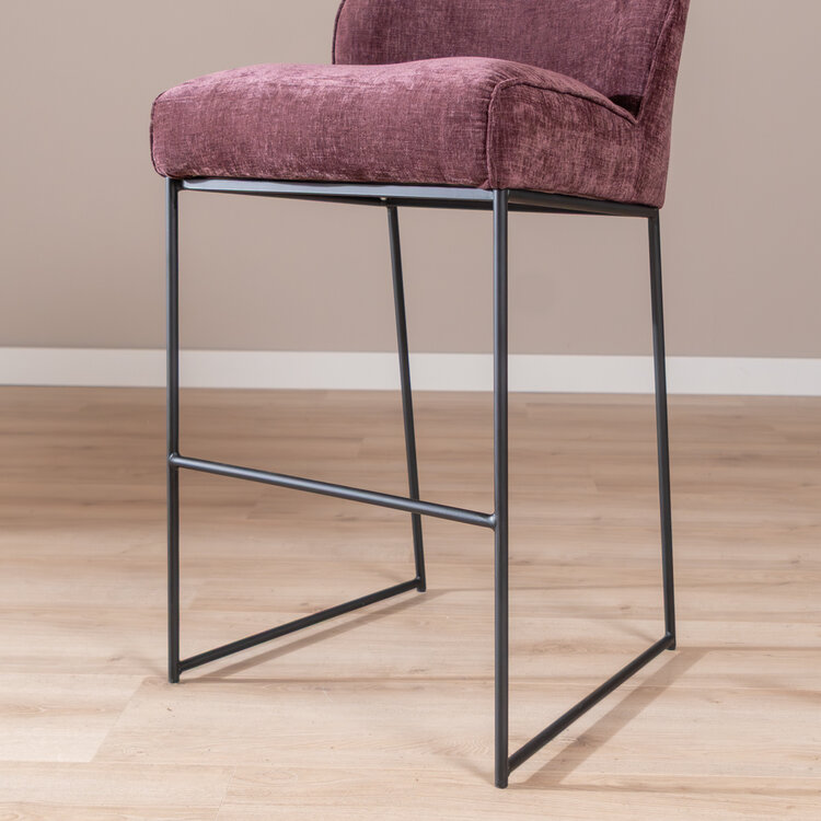 Barkruk Momo chenille paars 85 cm